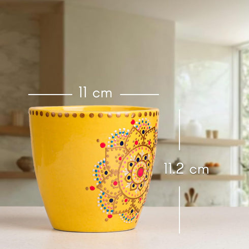 Yellow Flower Ceramic Clay Pots - The Earth Store - Planter